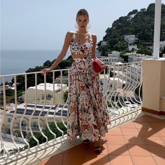 Commense Dresses & Skirts - BLOGGERS FAVE Commense Seashell 🐚 Print Tiered Maxi Skirt Set Medium